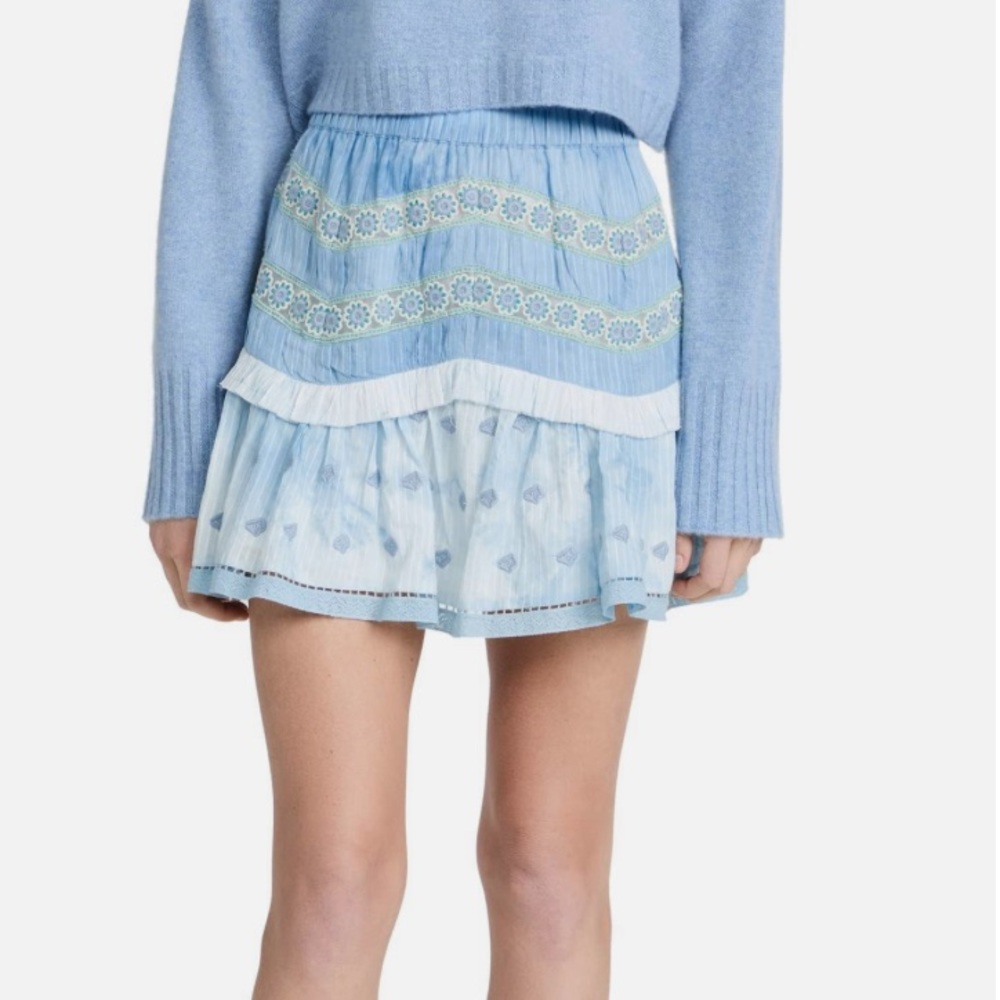 LoveShackFancy Felice Mini Skirt, Seafoam Pearl - size small